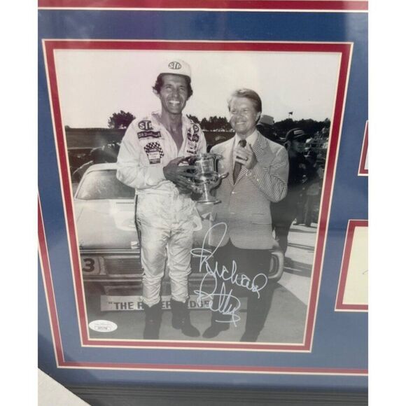 President Jimmy Carter & Richard Petty Signed Photo Cut  Framed JSA COA - Picture 2 of 9
